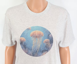 TwoAcreTees.com School Of Pink Jellyfish Light Granite T-Shirt