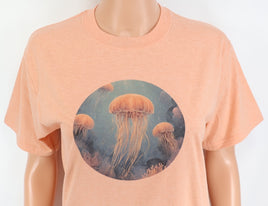 TwoAcreTees.com School Of Pink Jellyfish Peach Cobbler T-Shirt 