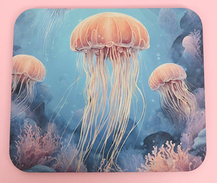 TwoAcreTees.com School Of Pink Jellyfish Mouse Pad