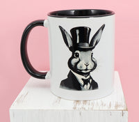 Presley The Proper Rabbit Black Handle Mug