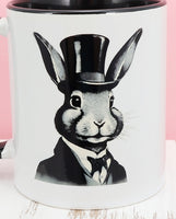 Presley The Proper Rabbit Black Handle Mug