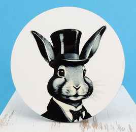 TwoAcreTees.com Presley The Proper Rabbit Round Coaster