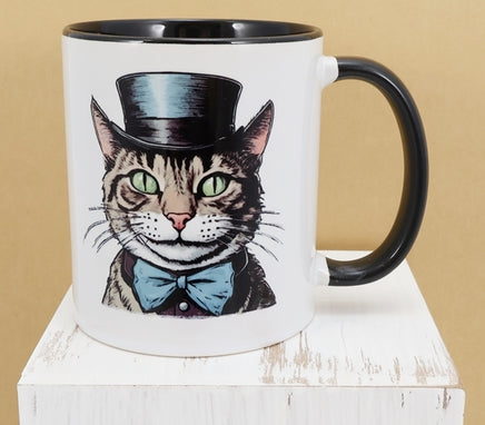 TwoAcreTees.com Preston The Noble Cat ~ Color ~ Black Handle Mug