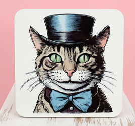 TwoAcreTees.com Preston The Noble Cat ~ Color ~ Square Coaster