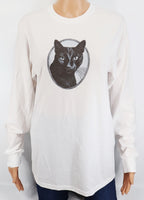 Priscilla The Black Cat Crisp White Long Sleeve Shirt