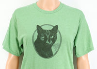 TwoAcreTees.com Priscilla The Black Cat Leafy Green T-Shirt