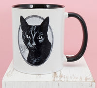 Priscilla The Black Cat Black Handle Mug