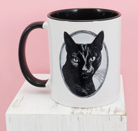 Priscilla The Black Cat Black Handle Mug