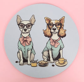 TwoAcreTees.com Eustace And Petunia The Prissy Dogs Round Mouse Pad