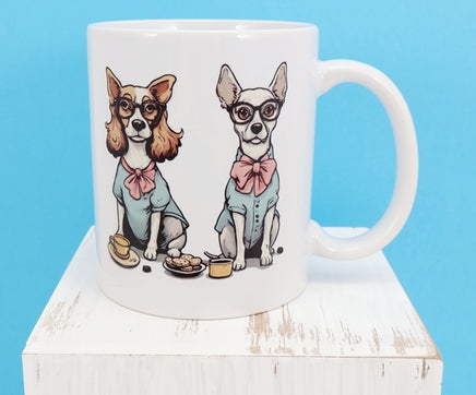 TwoAcreTees.com Eustace And Petunia The Prissy Dogs White Mug