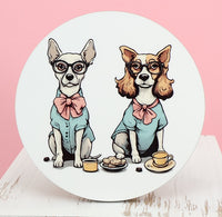 TwoAcreTees.com Eustace And Petunia The Prissy Dogs Round Coaster