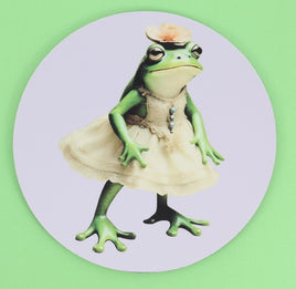 TwoAcreTees.com Prudence The Frog Princess Round Mouse Pad