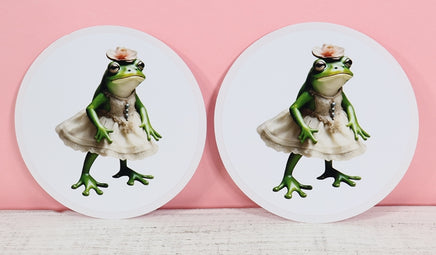 TwoAcreTees.com Prudence The Frog Princess Sticker Pair 