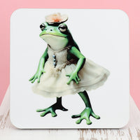 TwoAcreTees.com Prudence The Frog Princess Square Coaster