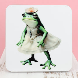 TwoAcreTees.com Prudence The Frog Princess Square Coaster