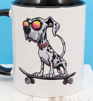 Quincy The Skateboarding Dalmation Black Handle Mug