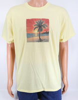 Palm Tree With A Red Sunset Pastel Lemon T-Shirt