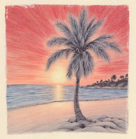 Palm Tree With A Red Sunset Pastel Lemon T-Shirt