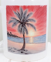 Palm Tree With A Red Sunset White Mug