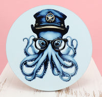 TwoAcreTees.com Captain Reginald Octopus Round Coaster