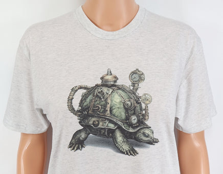 TwoAcreTees.com Roderick The Steampunk Turtle Light Granite T-Shirt