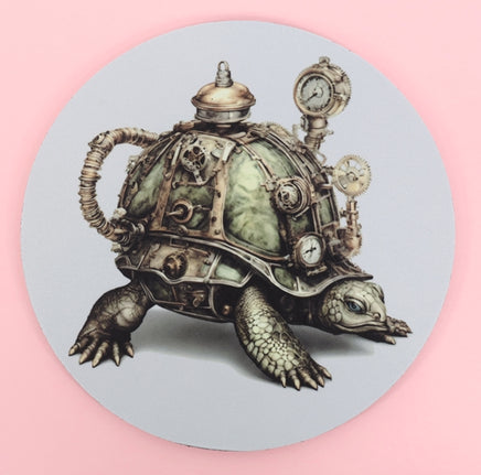 TwoAcreTees.com Roderick The Steampunk Turtle Mouse Pad