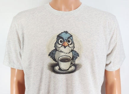 TwoAcreTees.com Rudy The Angry Coffee Bird Light Granite T-Shirt