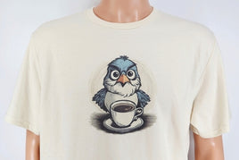 TwoAcreTees.com Rudy The Angry Coffee Bird Vanilla Cream T-Shirt