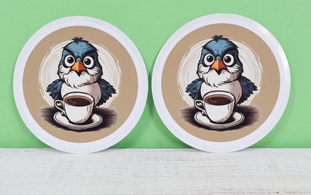 TwoAcreTees.com Rudy The Angry Coffee Bird Sticker Pair 