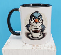 Rudy The Angry Coffee Bird Black Handle Mug