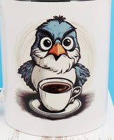 Rudy The Angry Coffee Bird Black Handle Mug