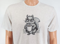 TwoAcreTees.com Sammy The Coffee Loving Squirrel Light Granite T-Shirt