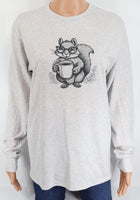 Sammy The Coffee Loving Squirrel Ash Gray Long Sleeve Shirt