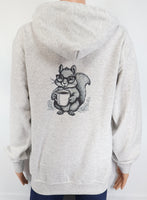 Sammy The Coffee Loving Squirrel Ash Gray Zipper Hoodie