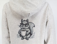 Sammy The Coffee Loving Squirrel Ash Gray Zipper Hoodie