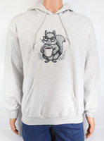 Sammy The Coffee Loving Squirrel Ash Gray Pullover Hoodie