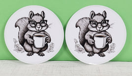 TwoAcreTees.com Sammy The Coffee Loving Squirrel Sticker Pair