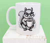 Sammy The Coffee Loving Squirrel White Mug