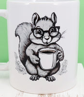 Sammy The Coffee Loving Squirrel White Mug