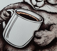 Sammy The Coffee Loving Squirrel Textured Print