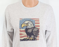 TwoAcreTees.com Scout The Patriotic Bald Eagle Ash Gray Long Sleeve Shirt