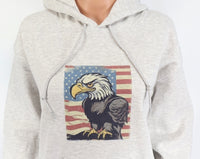 TwoAcreTees.com Scout The Patriotic Bald Eagle Ash Gray Pullover Hoodie