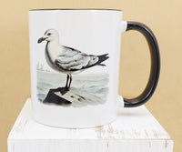 TwoAcreTees.com Seagull On A Rock Black Handle Mug