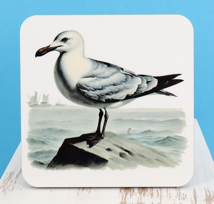 TwoAcreTees.com Seagull On A Rock Square Coaster