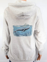 Seahorse On Front Whale On Back Ash Gray Zipper Hoodie