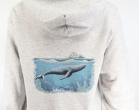 Seahorse On Front Whale On Back Ash Gray Zipper Hoodie