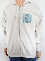 Seahorse On Front Beach Chair On Back Ash Gray Zipper Hoodie