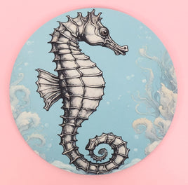 TwoAcreTees.com Seahorse In The Ocean Round Mouse Pad