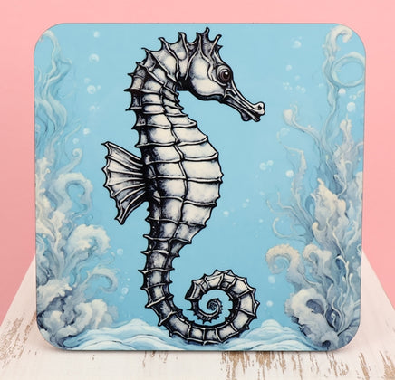 TwoAcreTees.com Seahorse In The Ocean Square Coaster