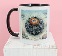 Sea Urchin On The Ocean Floor Black Handle Mug